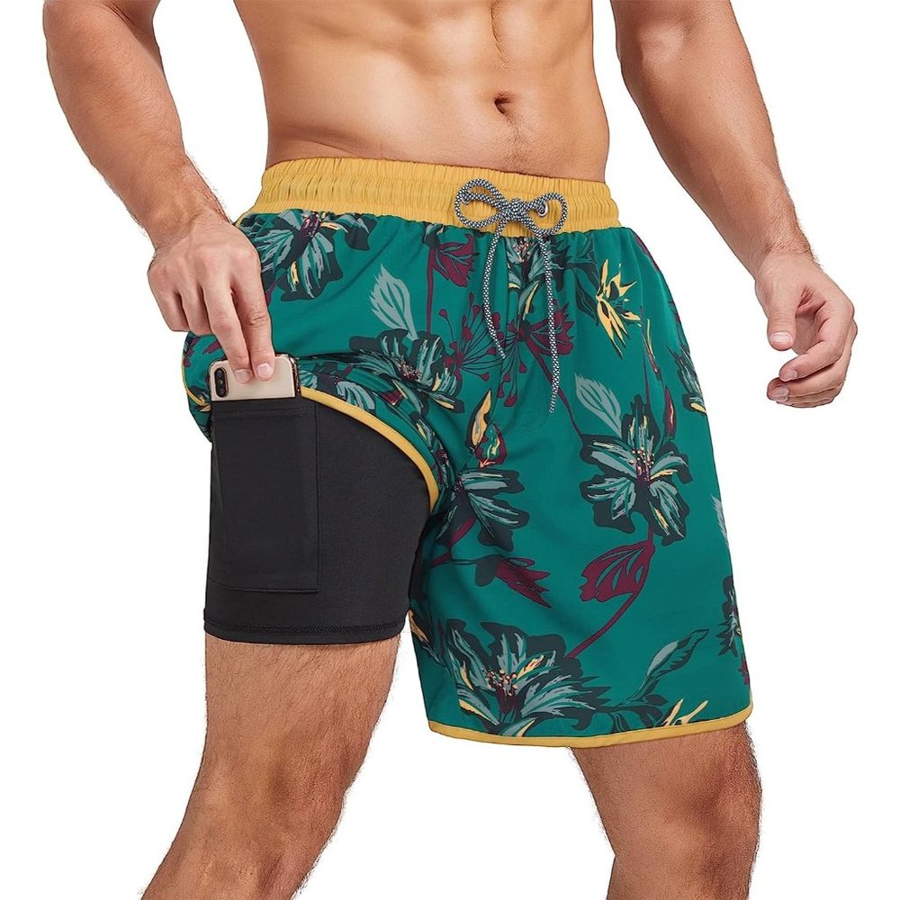 Swim Trunks Quick Dry Bathing Suit for Men with Compression Liner
